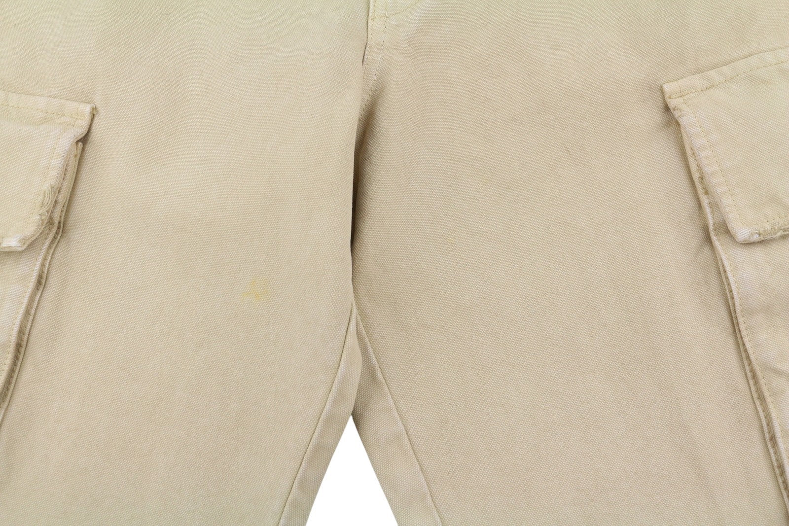 DESMORE Cargo Men Trousers W34 Light Brown Faded Patch Pockets Distress Zip