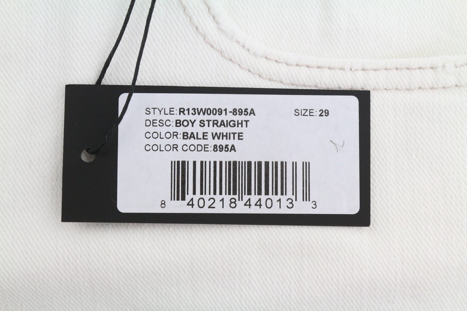 R13 Boy Straight Women Jeans 29 Bale White Cropped Ankle Zip Denim PS25 RRP499