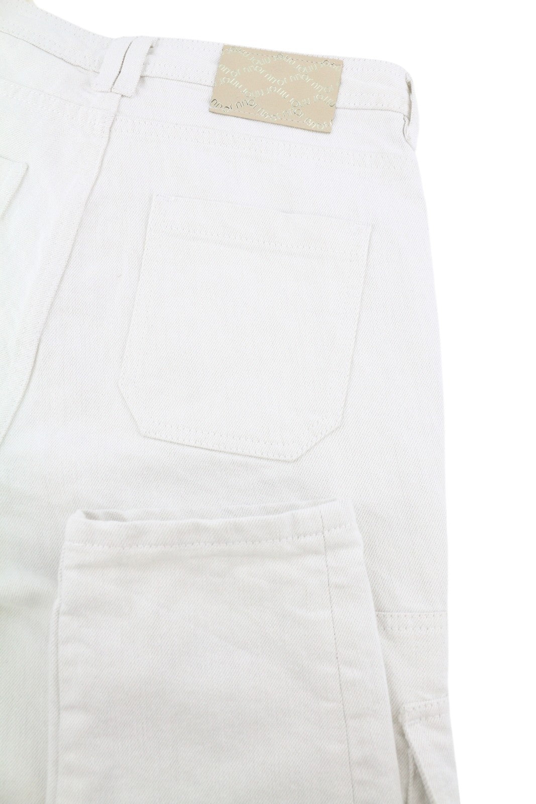 LIU JO Cargo Women Jeans 40 Skinny Ripped White Denim Glitter Trim Logo