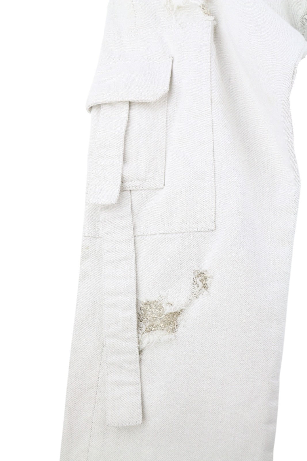 LIU JO Cargo Women Jeans 40 Skinny Ripped White Denim Glitter Trim Logo