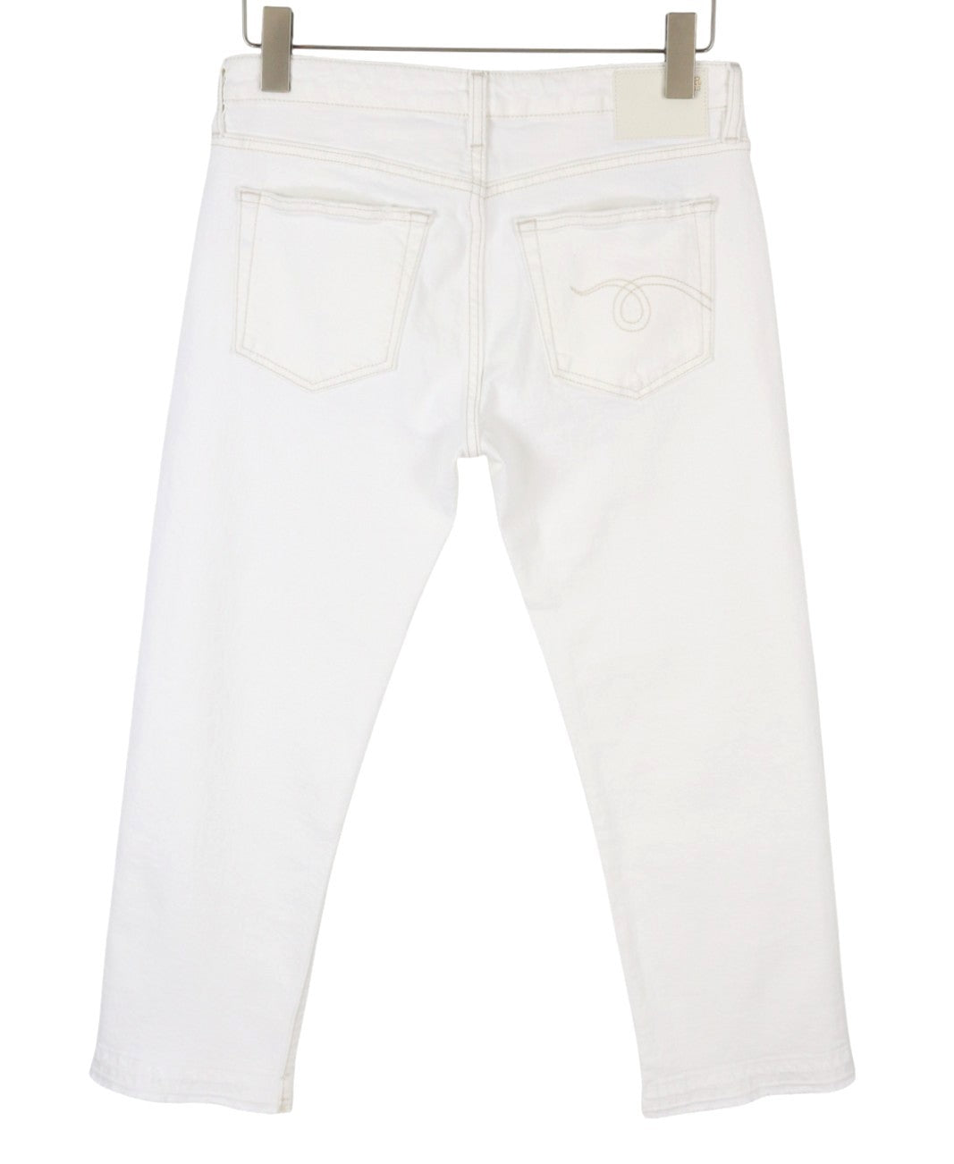 R13 Boy Straight Women Jeans 28 Aerin White Stretch Distress Cropped SS25 RRP720