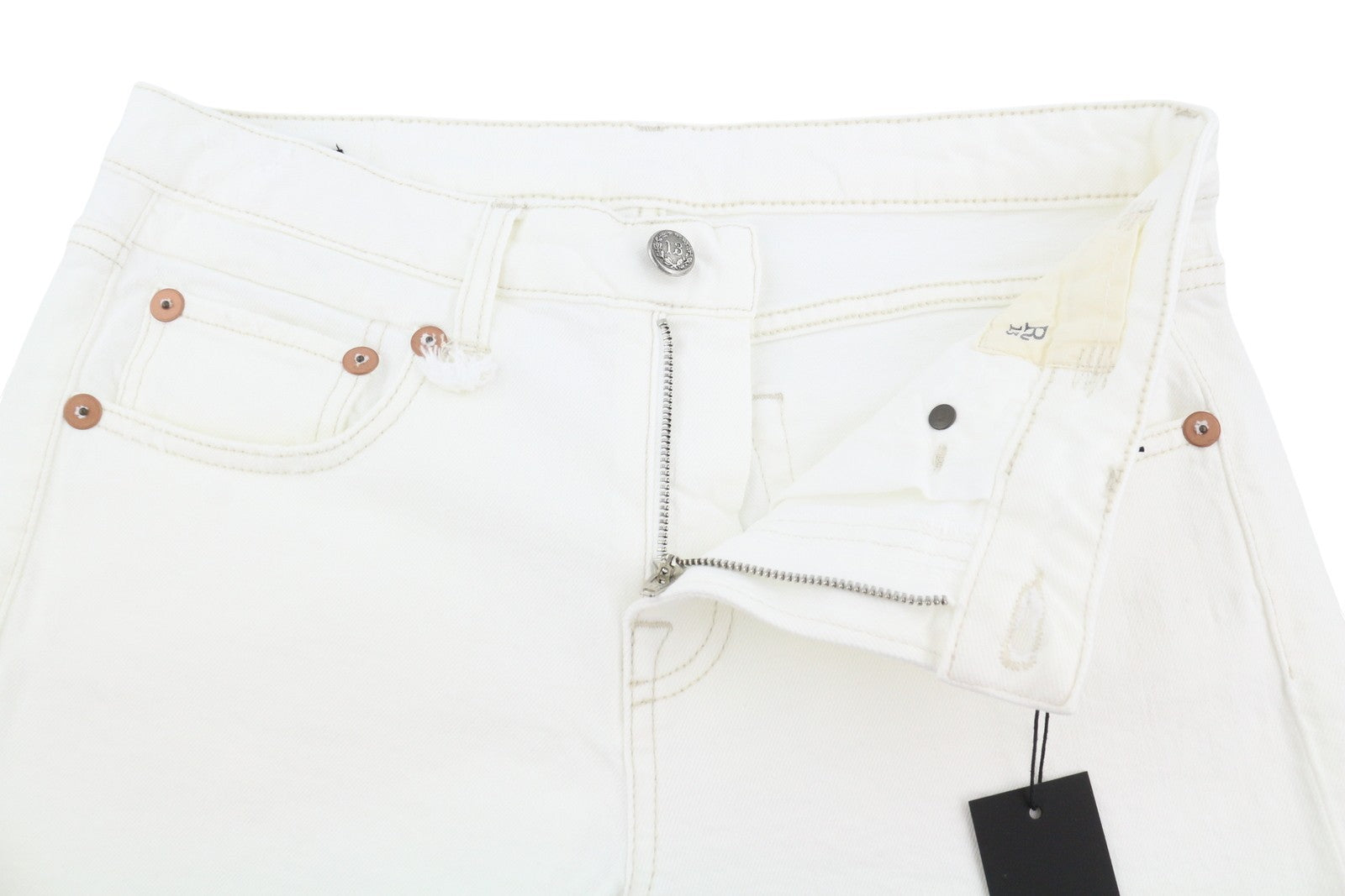 R13 Boy Straight Women Jeans 28 Aerin White Stretch Distress Cropped SS25 RRP720