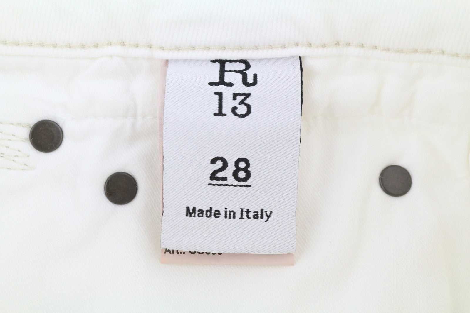 R13 Boy Straight Women Jeans 28 Aerin White Stretch Distress Cropped SS25 RRP720