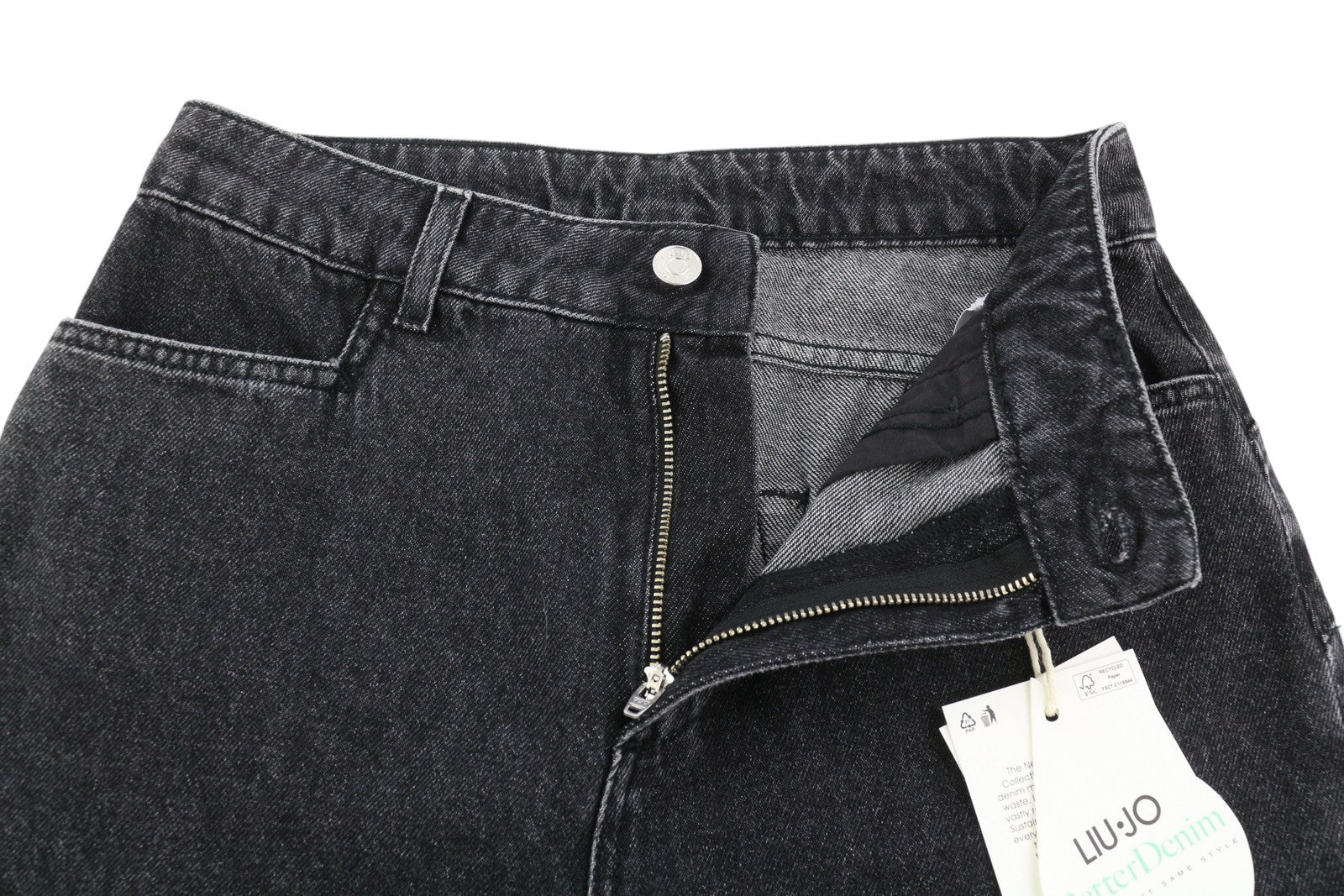 LIU JO Cropped Flare Women Jeans W28 Black Denim High Waist Ankle Zip