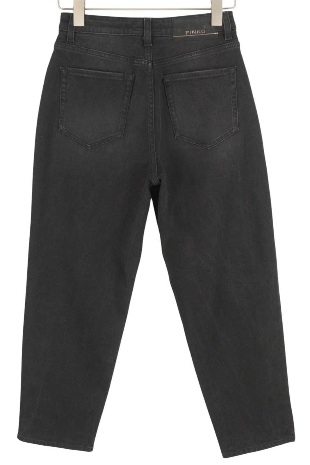 PINKO Maddie Women Jeans W27 Ripped Black Washed Denim Zip Fly Logo