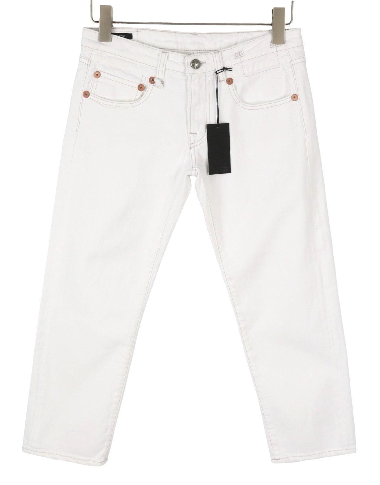 R13 Boy Straight Women Jeans 26 Bale White Cropped Ankle Denim PS25 RRP499