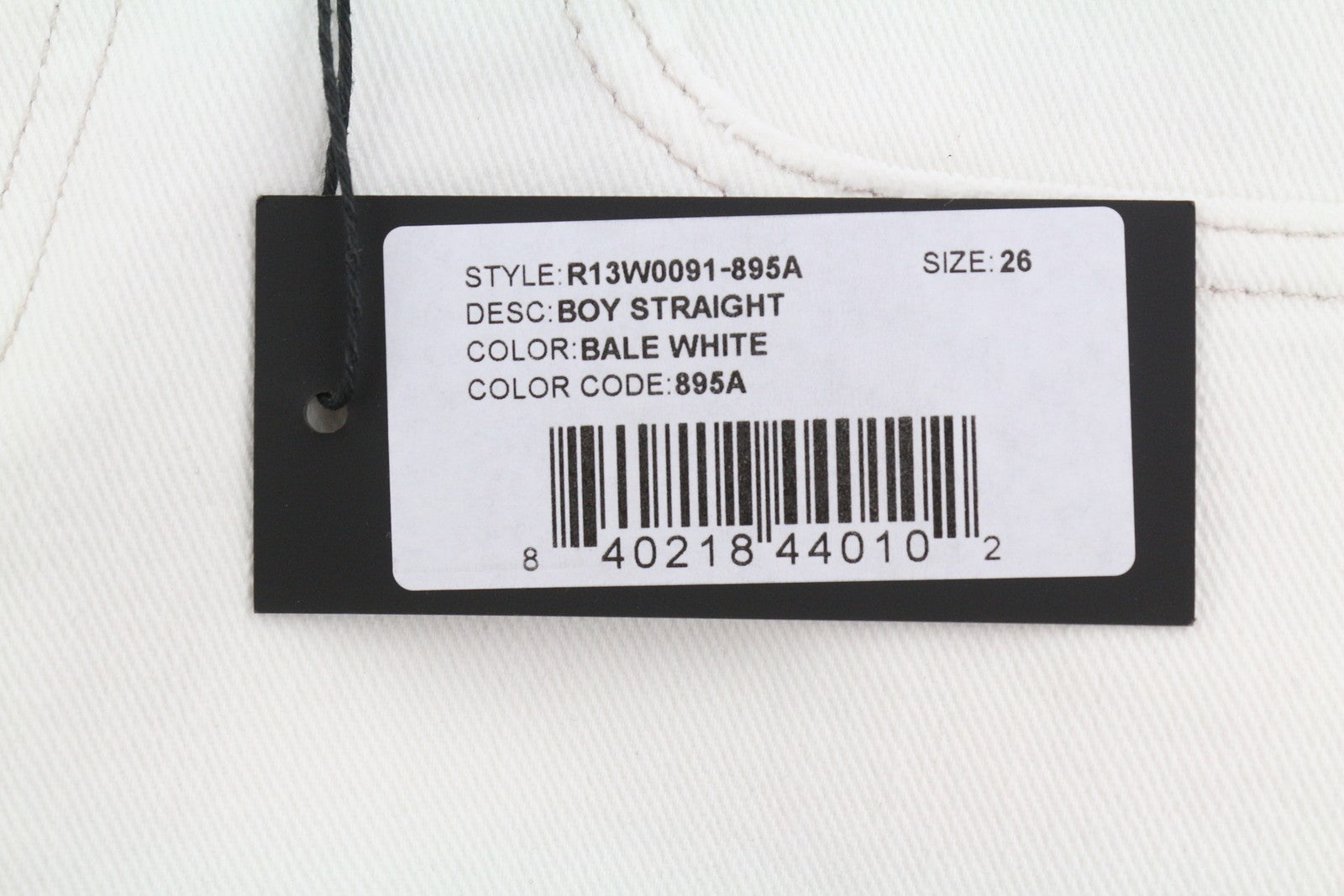 R13 Boy Straight Women Jeans 26 Bale White Cropped Ankle Denim PS25 RRP499