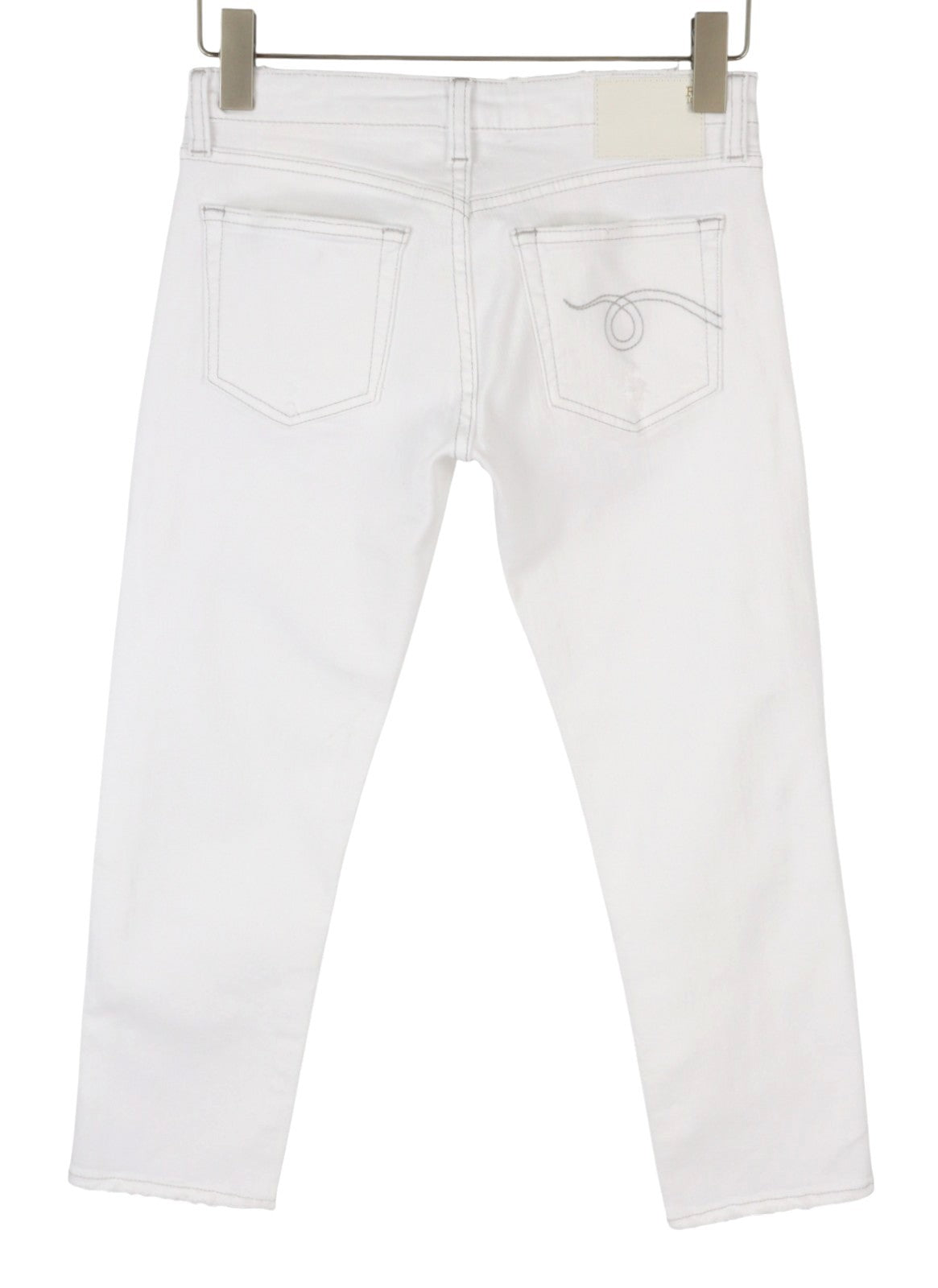 R13 Boy Straight Women Jeans 25 Bale White Cropped Ankle Denim PS25 RRP499