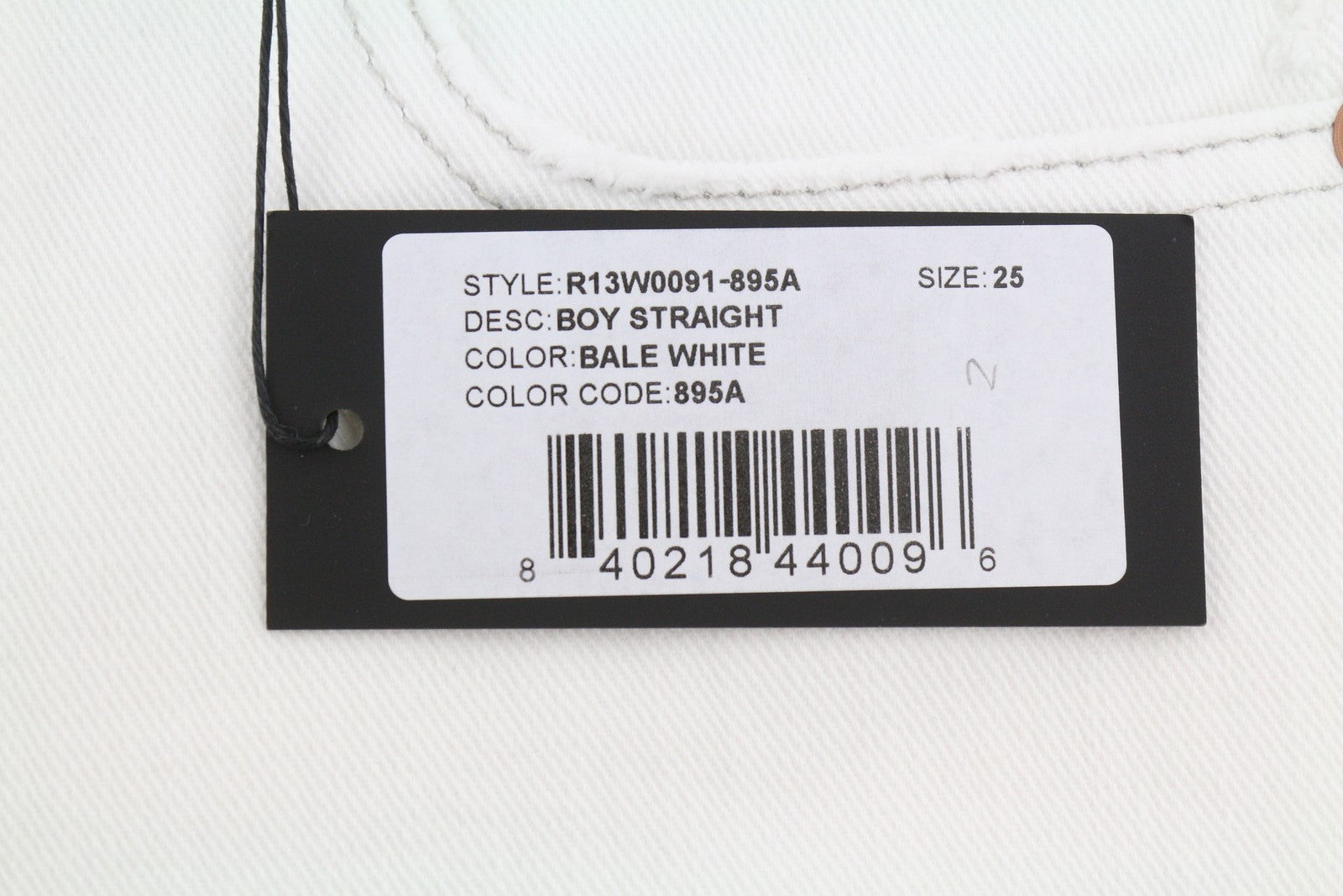 R13 Boy Straight Women Jeans 25 Bale White Cropped Ankle Denim PS25 RRP499