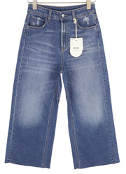 LIU JO Flare Inaly Women Jeans W28 High Waist Ripped Washed Blue Denim