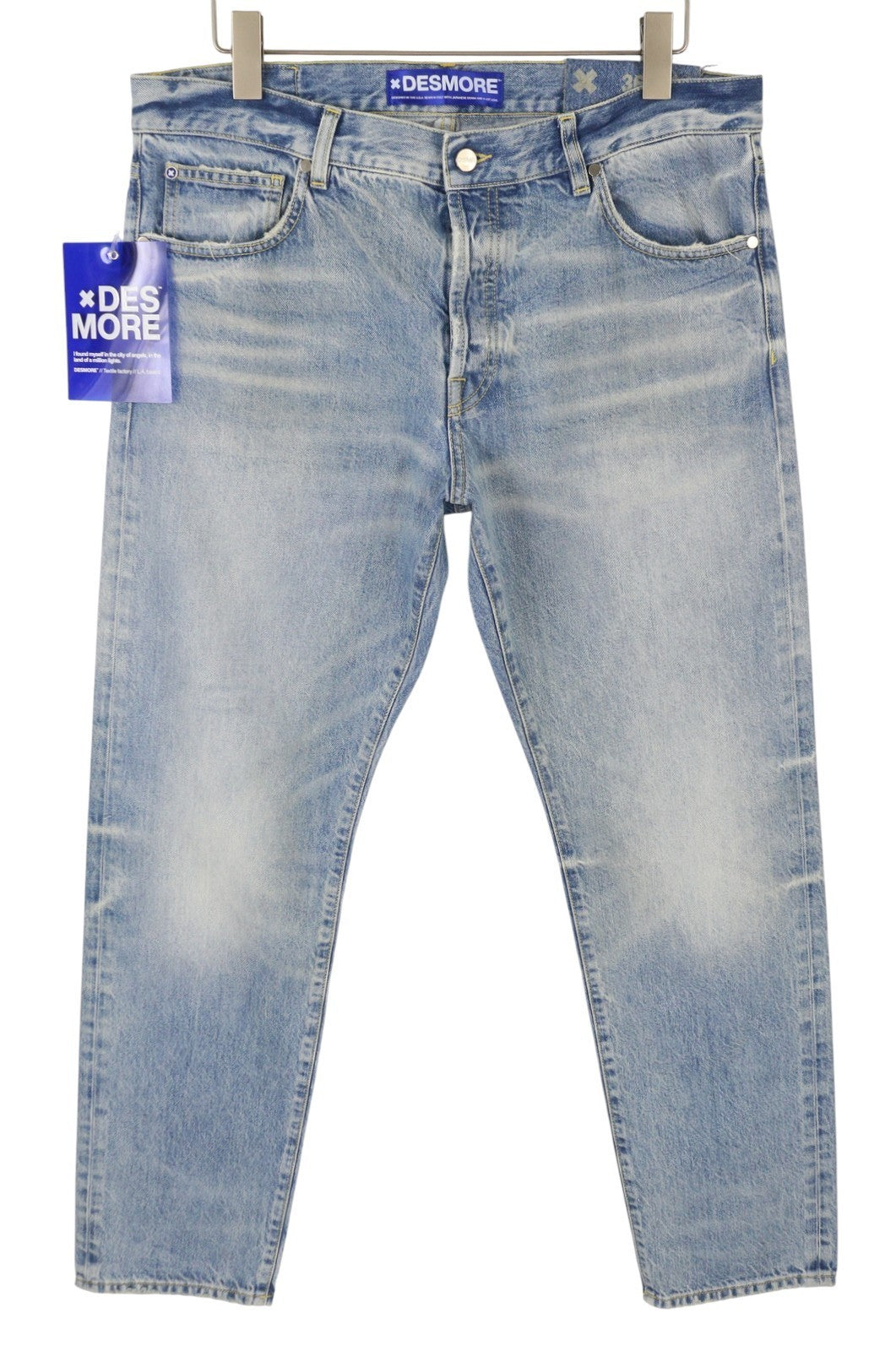 DESMORE 5 Tasche Alex Light Blue Men Jeans W36 Whiskers Faded Slim Button Fly