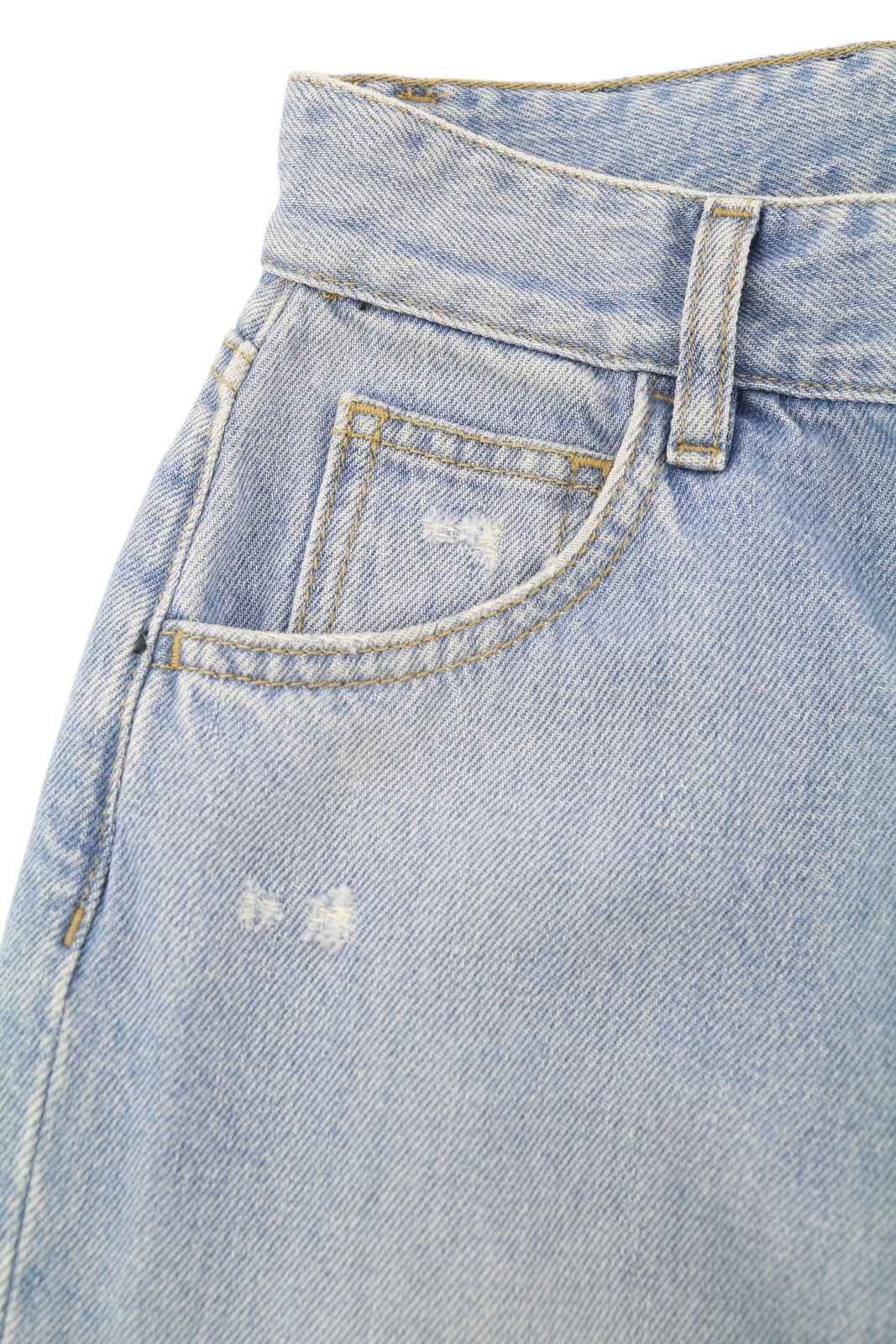 LIU JO Cropped Wide Women Jeans W26 Ripped Washed Blue Denim Zip Fly