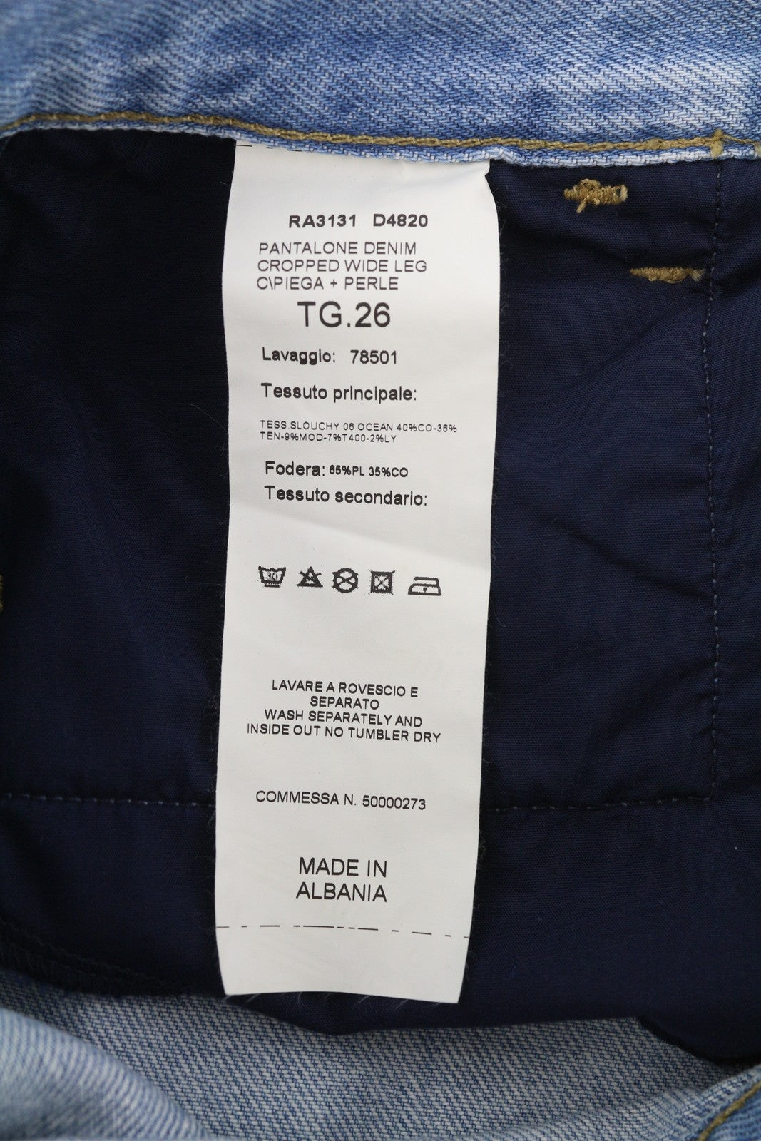 LIU JO Cropped Wide Women Jeans W26 Ripped Washed Blue Denim Zip Fly