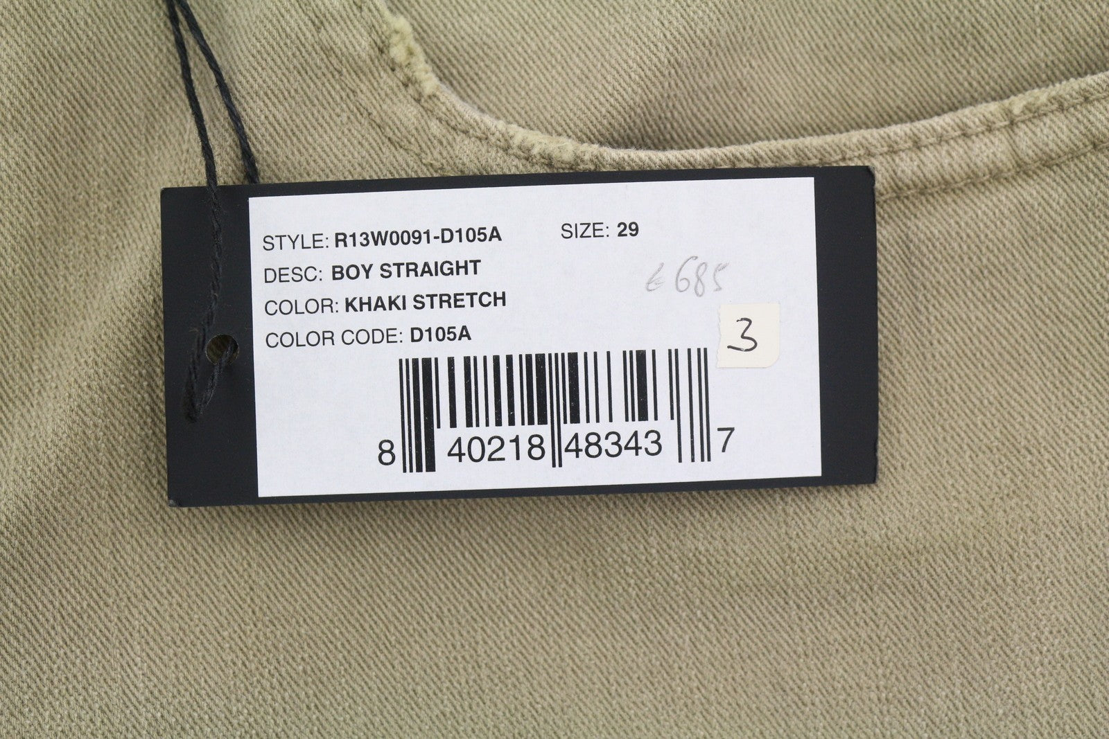 R13 Boy Straight Women Jeans 27 Pebble Stretch Faded Cropped Ankle Zip RRP699