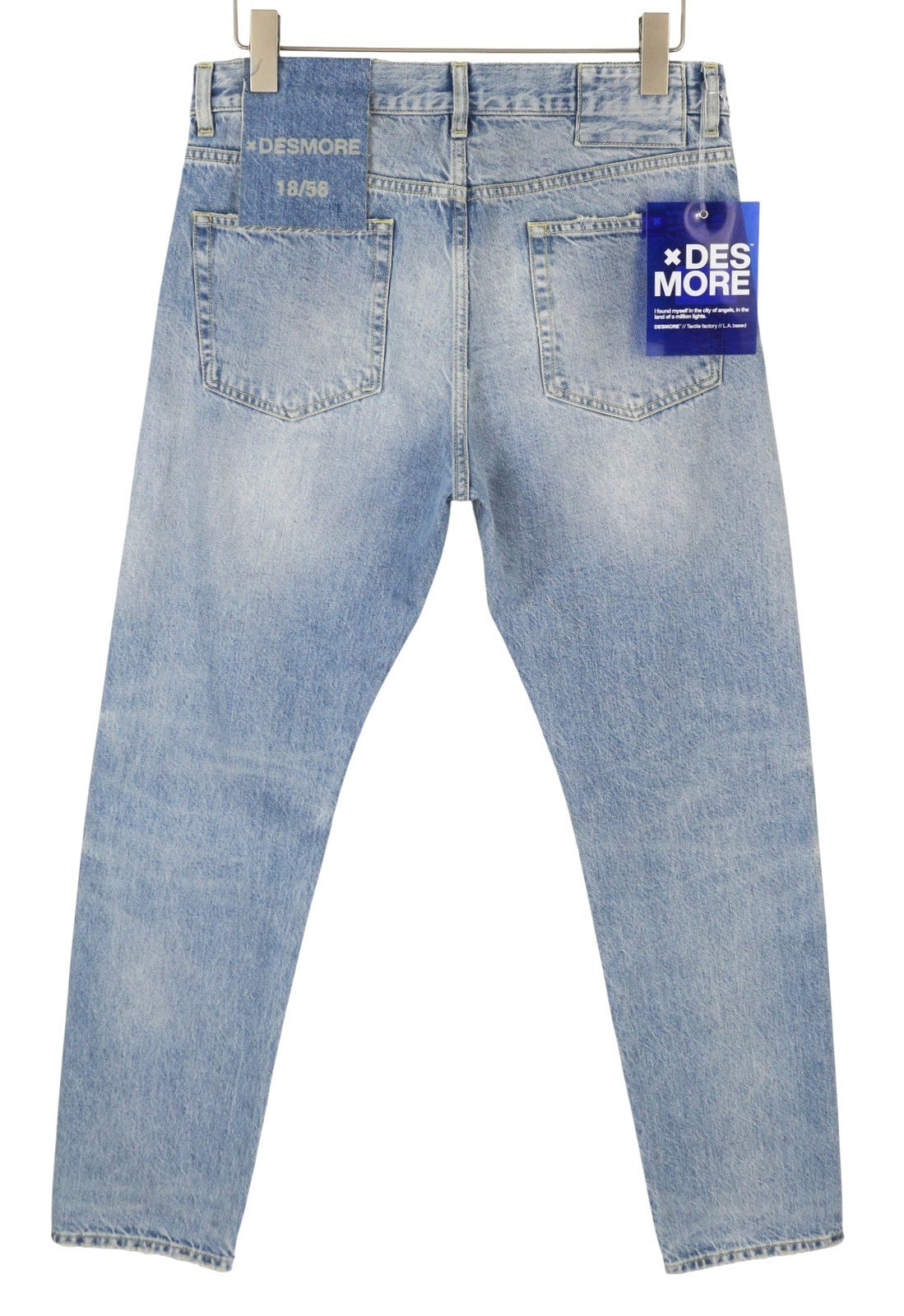 DESMORE 5 Tasche Alex Light Blue Men Jeans W32 Whiskers Faded Slim Button Fly