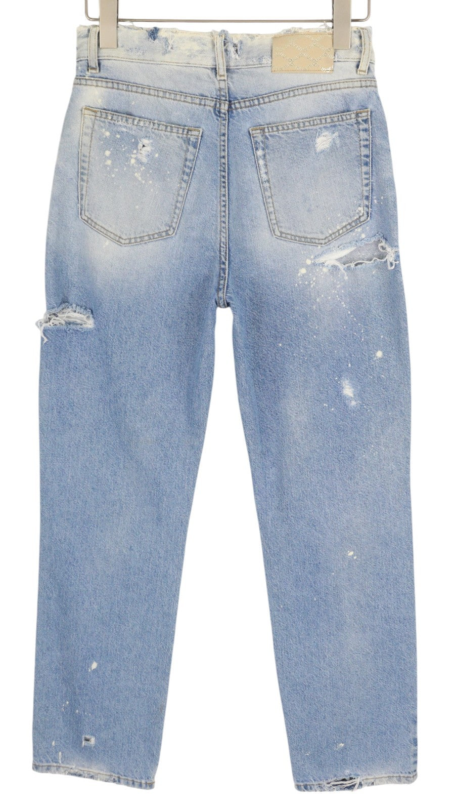 LIU JO Women Jeans W28 Ripped Painted Washed Blue Denim High Waist