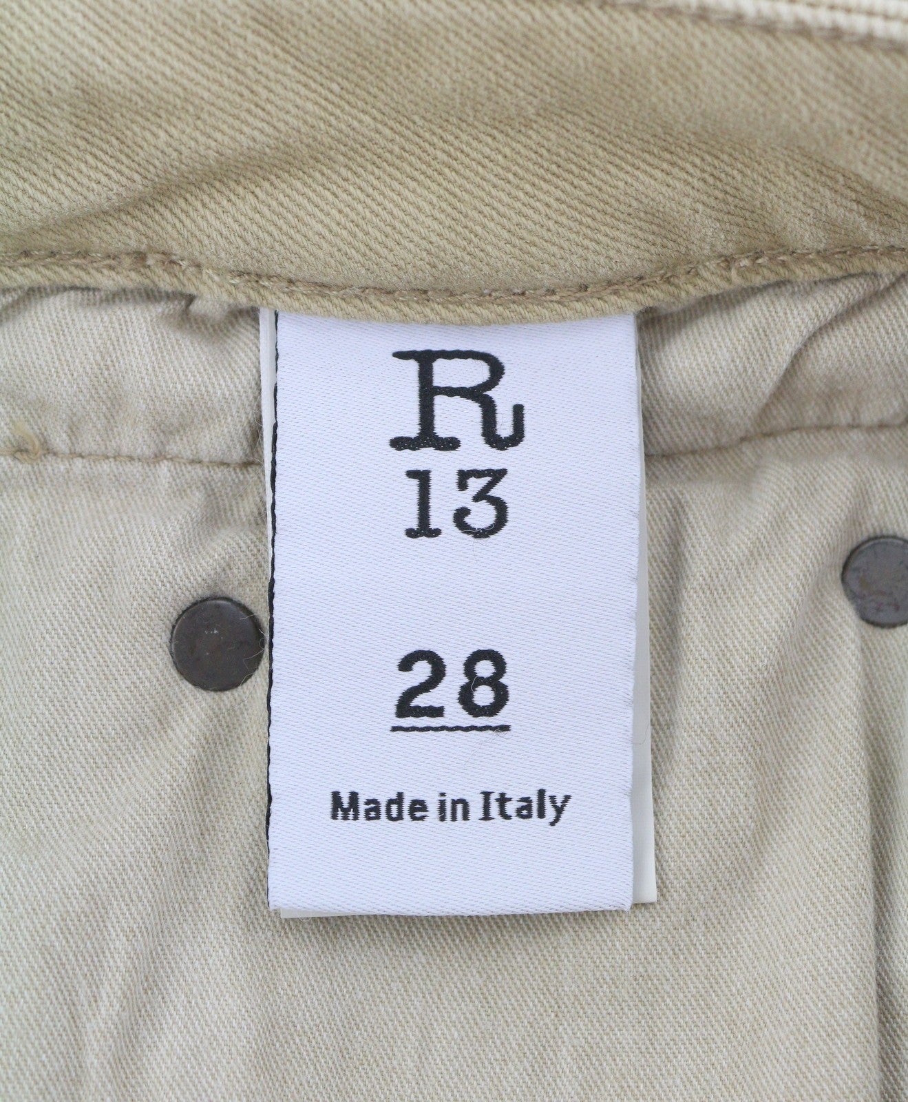 R13 Boy Straight Women Jeans 28 Khaki Stretch Faded Cropped Ankle Zip RRP699