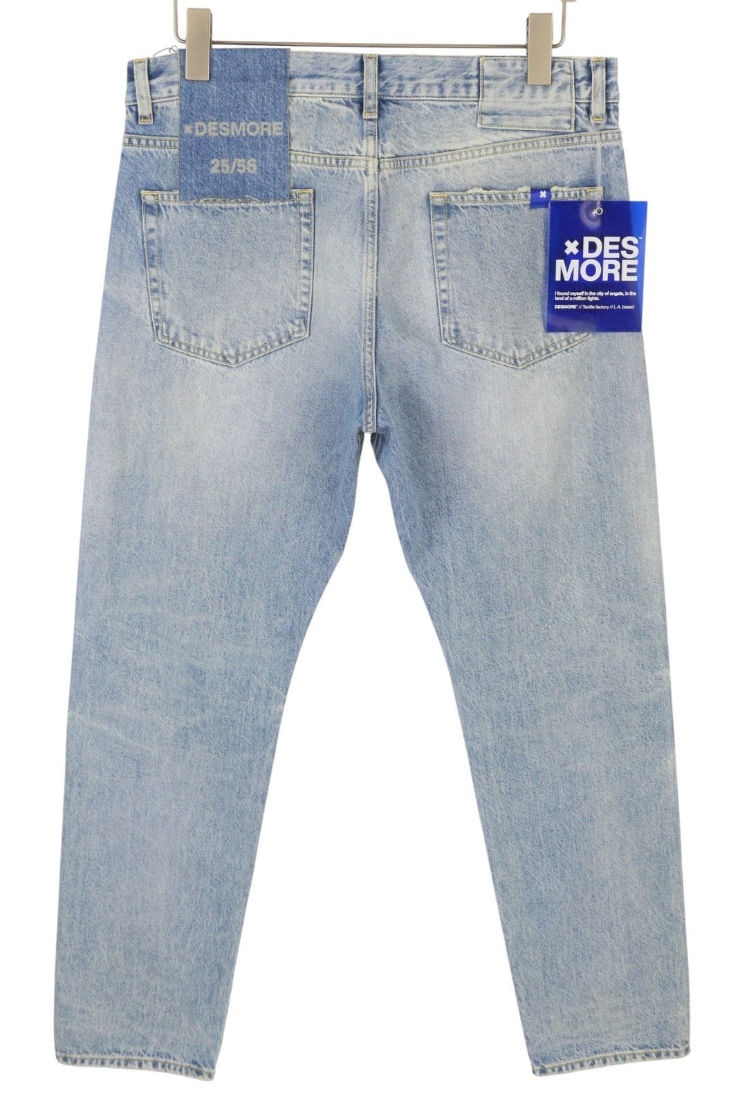 DESMORE 5 Tasche Alex Light Blue Men Jeans W34 Whiskers Faded Slim Button Fly