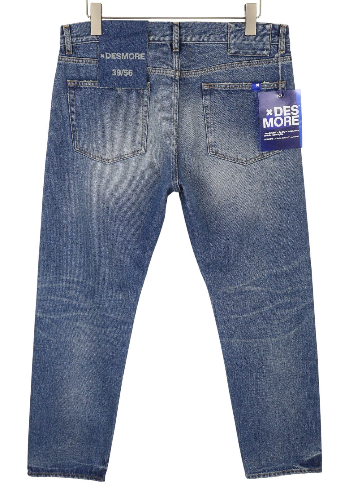 DESMORE 5 Tasche Alex Dark Blue Men Jeans W36 Whiskers Faded Slim Fit Button Fly