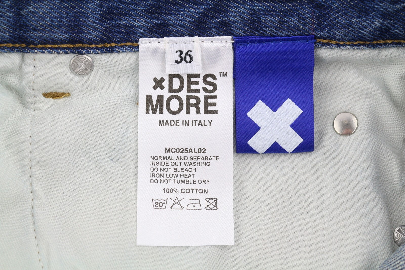 DESMORE 5 Tasche Alex Dark Blue Men Jeans W36 Whiskers Faded Slim Fit Button Fly