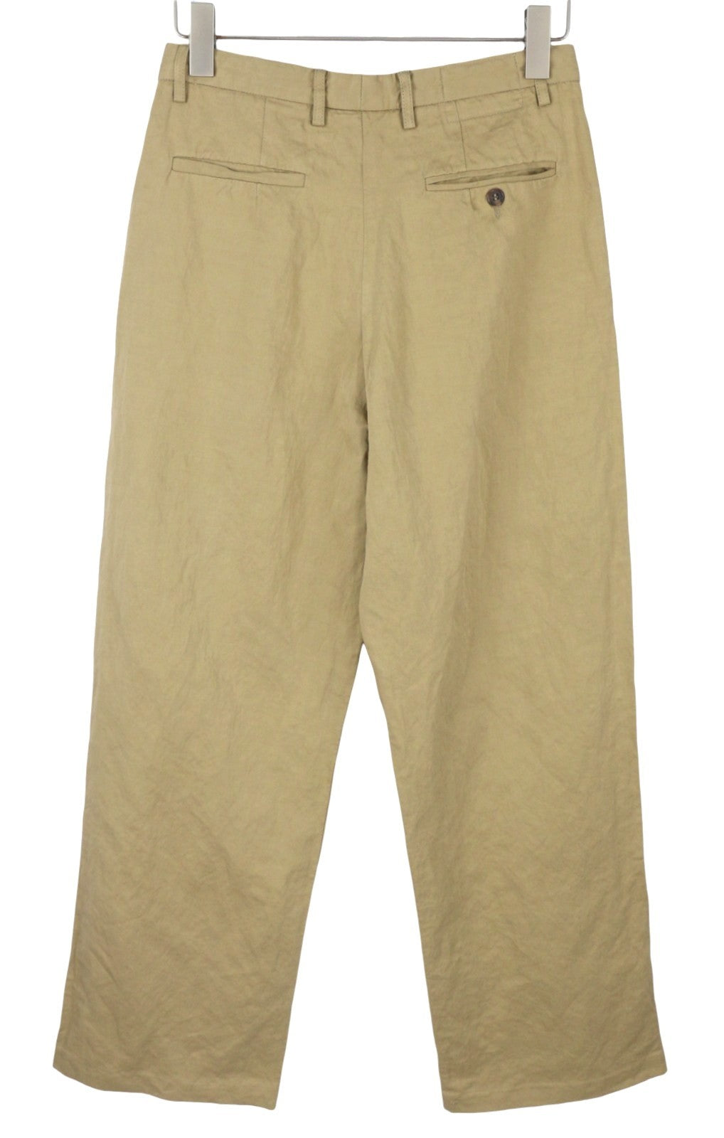 R13 Wide Leg Women Trousers 25 Khaki Linen Blend Pleated Button Fly RRP699