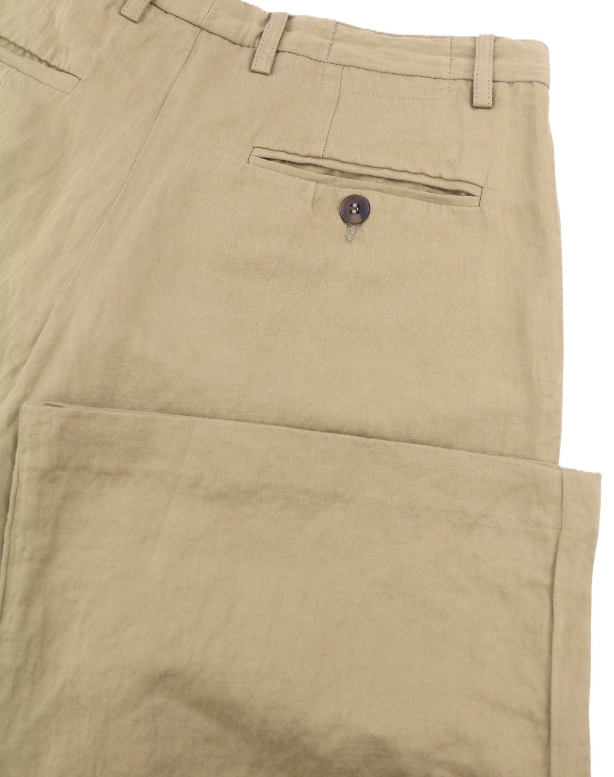 R13 Wide Leg Women Trousers 25 Khaki Linen Blend Pleated Button Fly RRP699