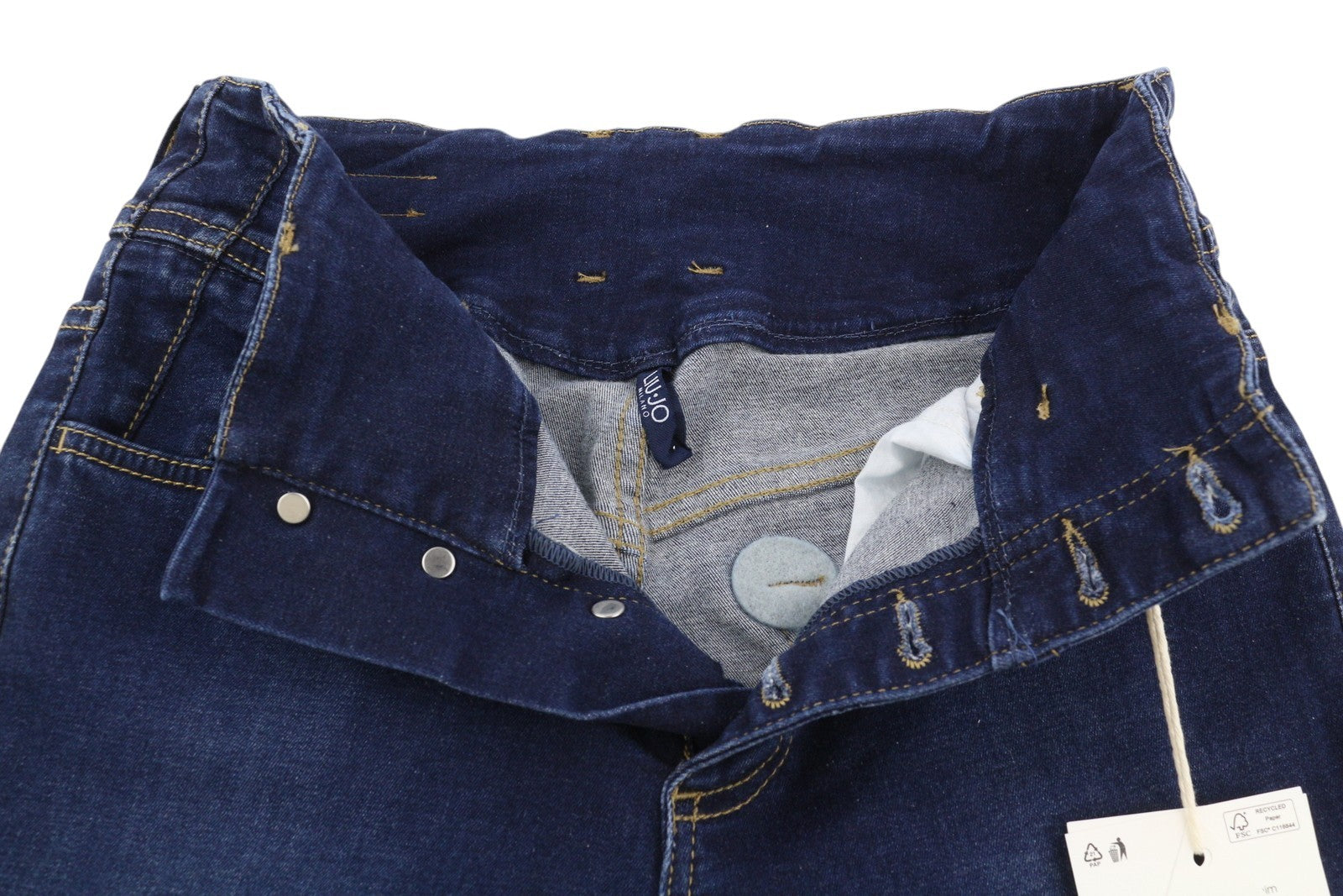 LIU JO Women Jeans W28 High Waist Bootcut Blue Denim Button Casual