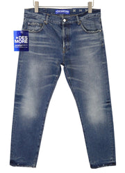 DESMORE 5 Tasche Alex Dark Blue Men Jeans W34 Whiskers Faded Slim Fit Button Fly