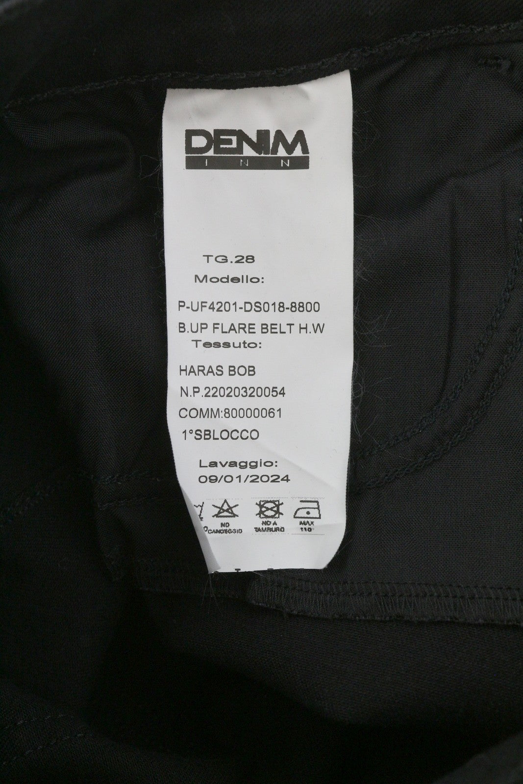 LIU JO Flare Belt Women Jeans W28 Wide Leg Black Denim High Waist Zip