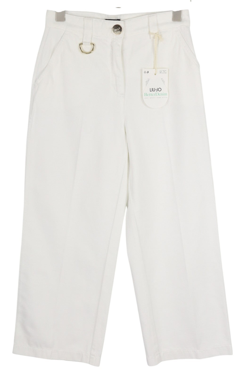 LIU JO Women Jeans W28 Straight Blue Light White Denim Zip Fly Logo