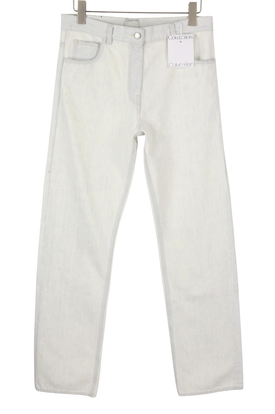 CALVIN KLEIN COLLECTION Women Jeans W28/L32 White Faded Relaxed Straight Denim