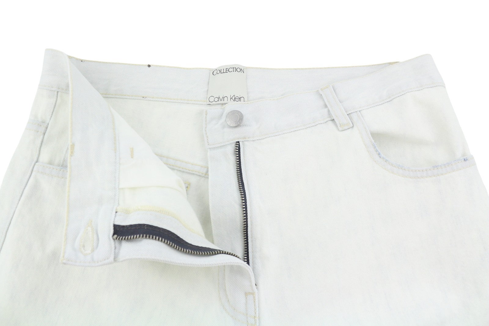 CALVIN KLEIN COLLECTION Women Jeans W28/L32 White Faded Relaxed Straight Denim
