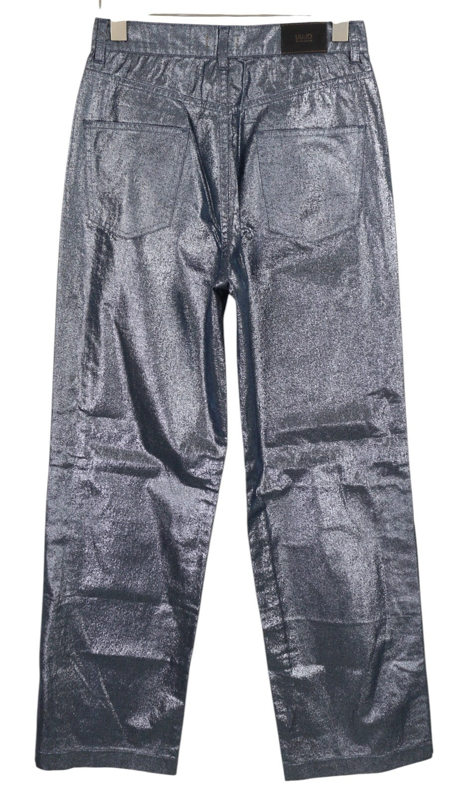 LIU JO Laminato Women Jeans W28 Glitter Blue Denim Snap Side Zip Fly