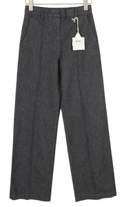 LIU JO Women Jeans W26 Wide Leg Dark Grey Denim High Waist Zip Pockets