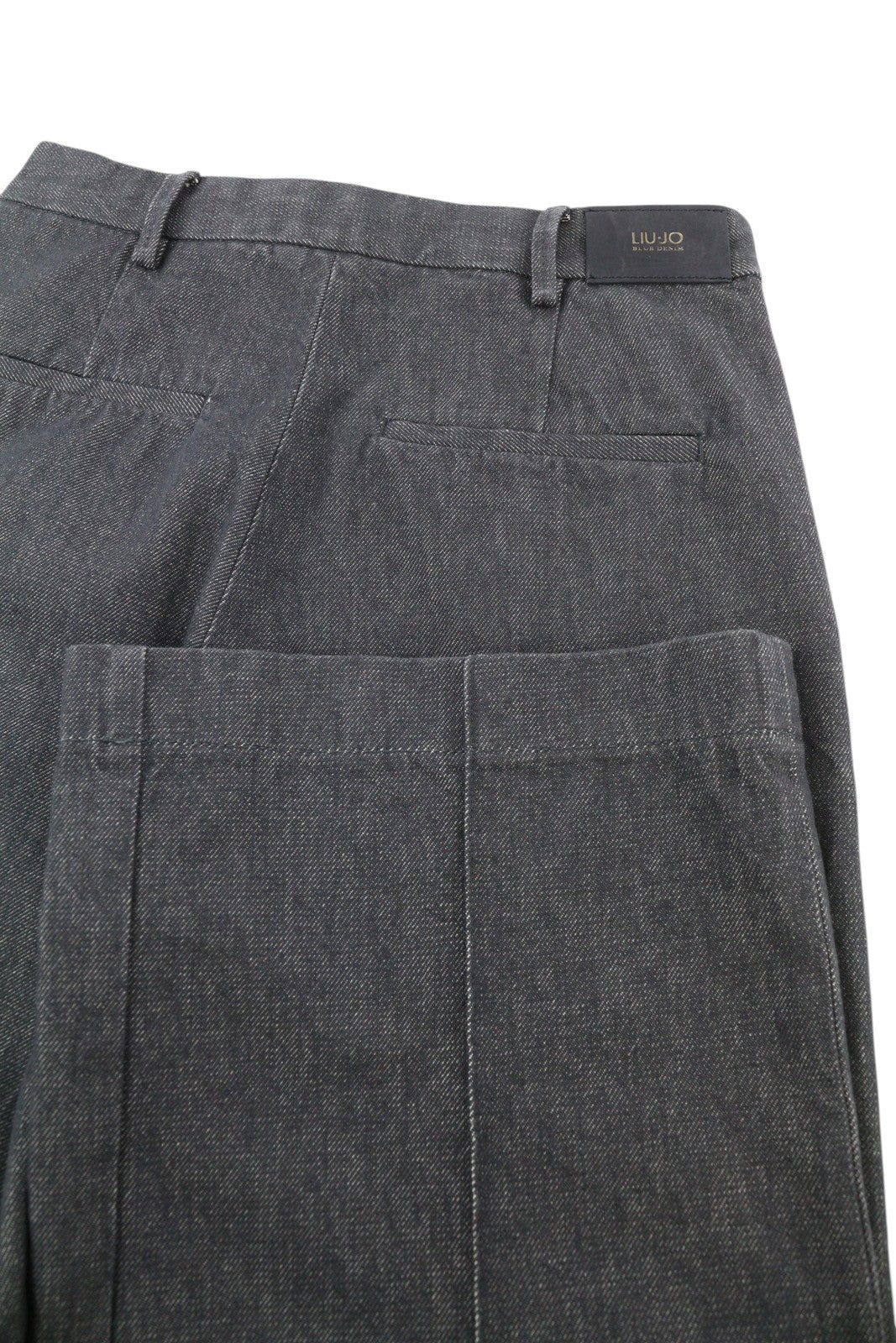 LIU JO Women Jeans W26 Wide Leg Dark Grey Denim High Waist Zip Pockets