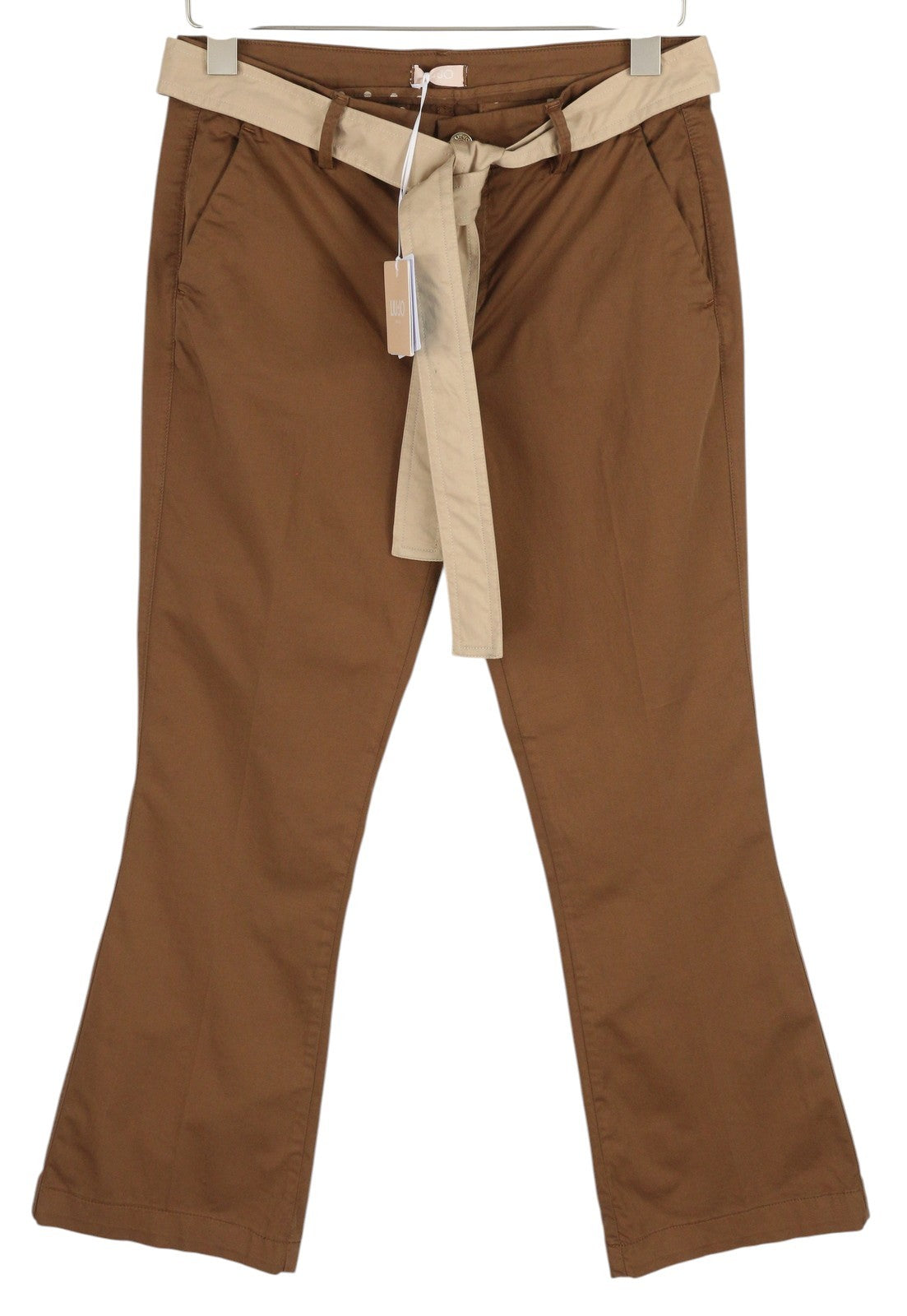 LIU JO Up Glam Women Trousers W28 Bootcut Brown Belted Ankle Length