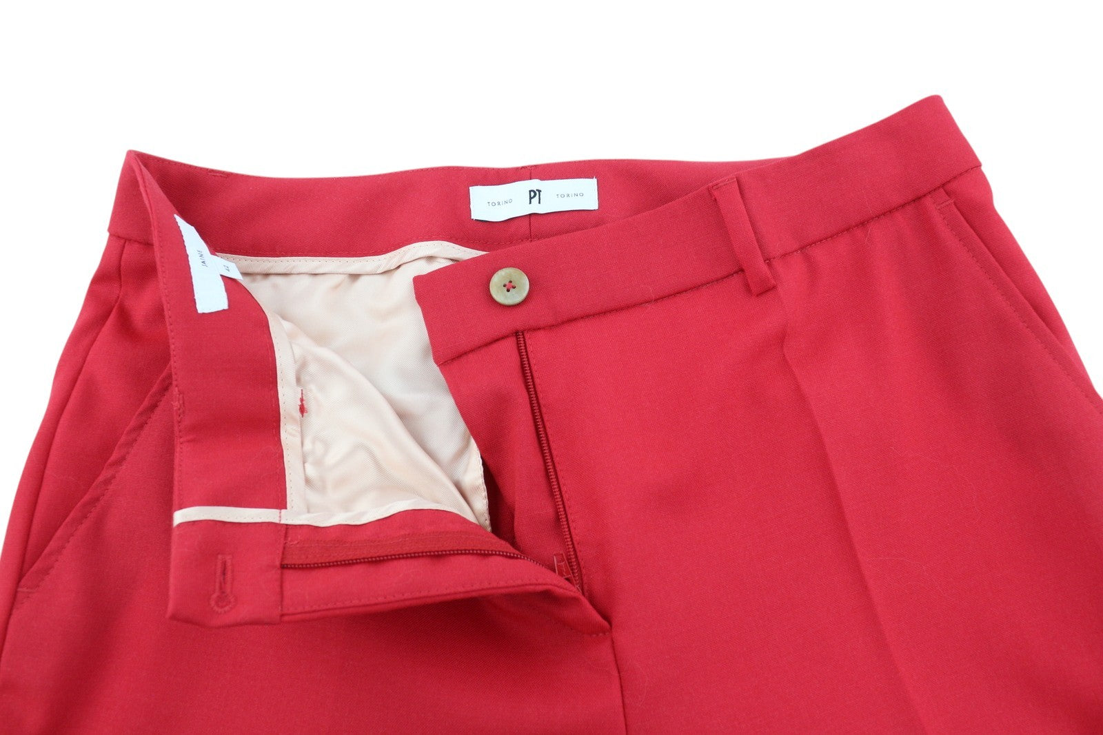 PT TORINO Jaine Women's Trousers 42 W30 Red Flared Bootcut Zip Ankle RRP249