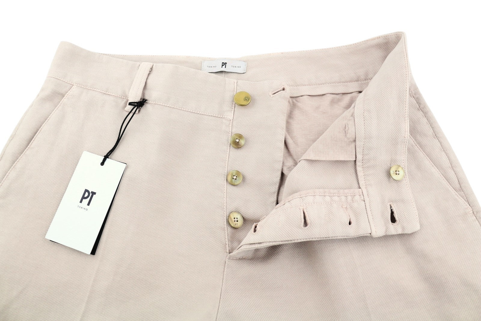 PT TORINO Gio Women's Trousers 46 W33 Pink Slim Linen Blend Rolled Hem RRP240