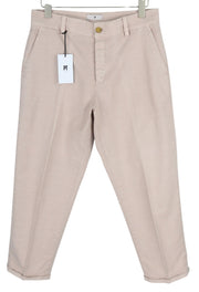 PT TORINO Gio Women's Trousers 48 W34 Pink Chino Slim Linen Turn-Up RRP240