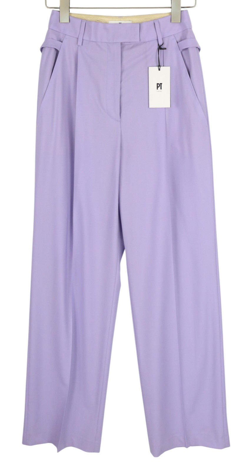 PT TORINO Isabel Women's Trousers 40 W26 Violet Wool Blend Fleece Flare RRP350