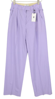 PT TORINO Isabel Women's Trousers 42 W27 Purple Wool Blend Fleece Flare RRP350