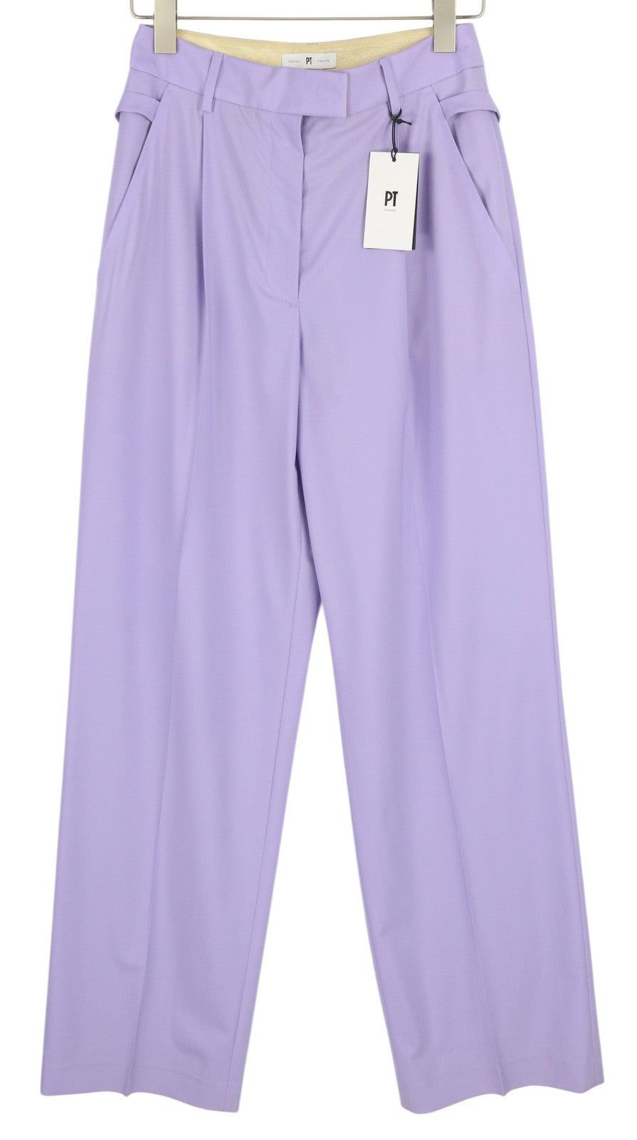 PT TORINO Isabel Women's Trousers 42 W27 Purple Wool Blend Fleece Flare RRP350