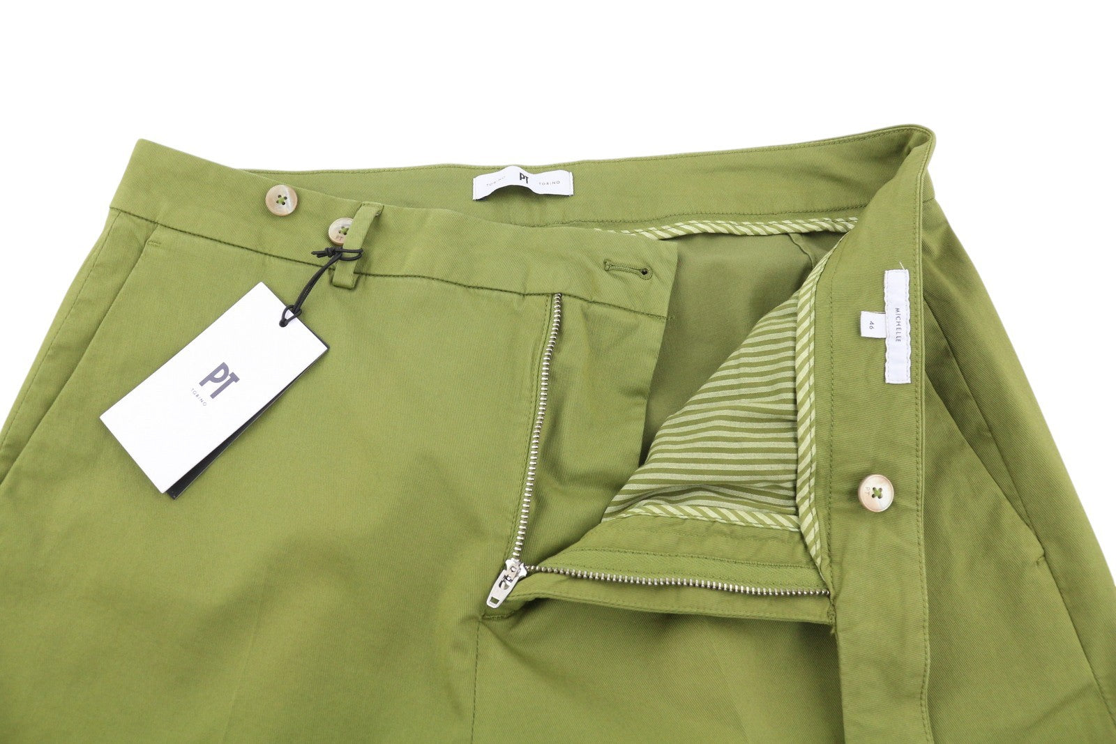 PT TORINO Michelle Women's Trousers 46 W33 Green Chino Zip Fly Regular