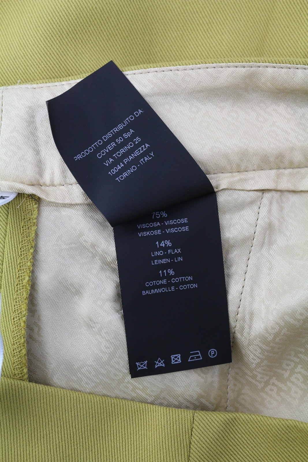 PT TORINO Colette Women's Trousers 42 W30 Green Linen Blend Turn-Up Zip RRP315