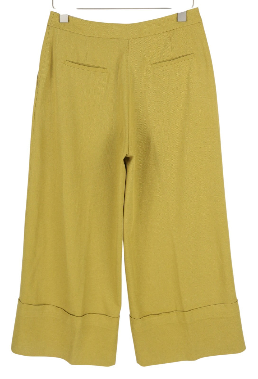 PT TORINO Colette Women's Trousers 42 W30 Green Linen Turn-Up Ankle Zip RRP315