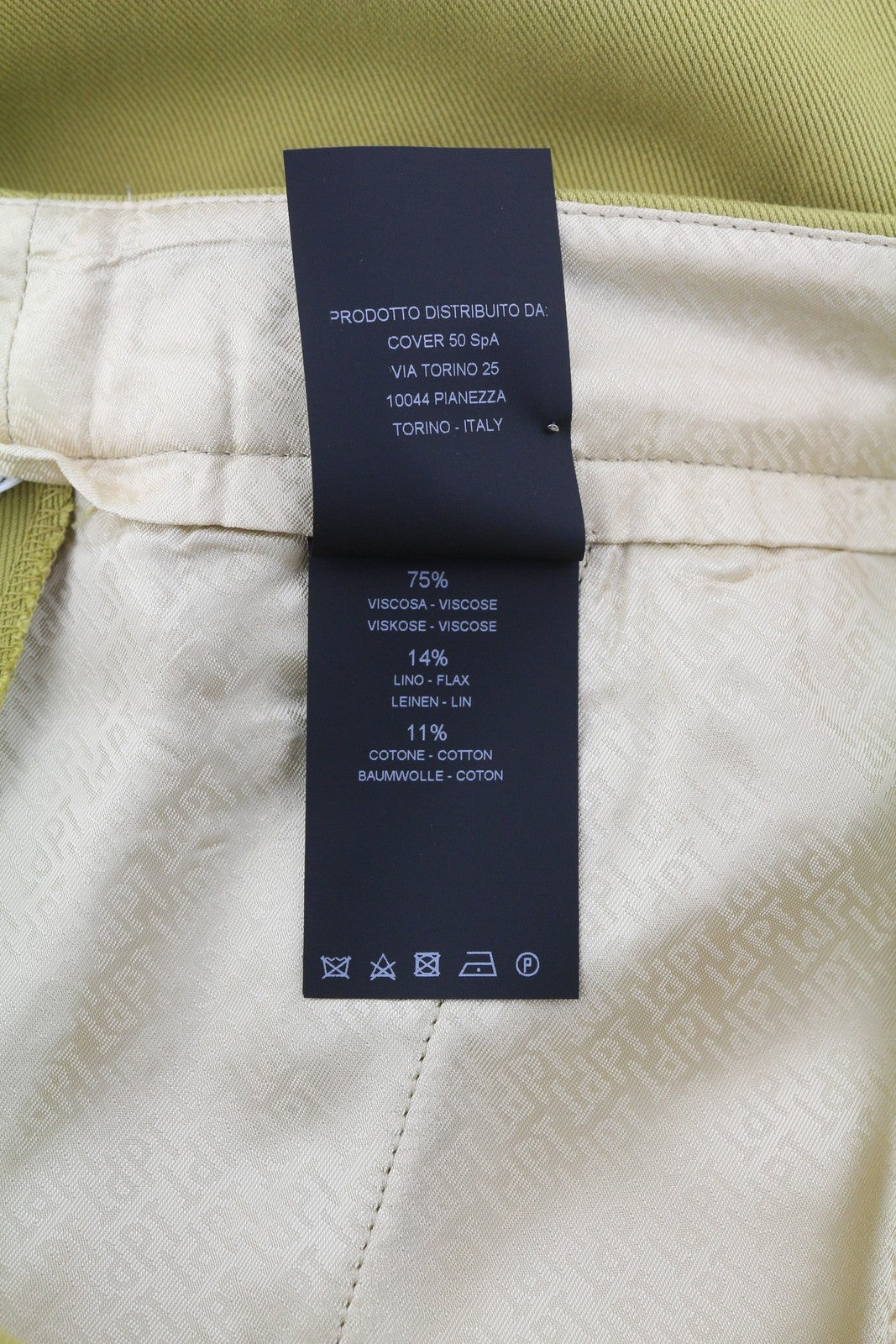 PT TORINO Colette Women's Trousers 42 W30 Green Linen Turn-Up Ankle Zip RRP315