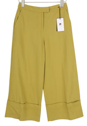 PT TORINO Colette Women's Trousers 40 W28 Green Linen Blend Zip Hem RRP315
