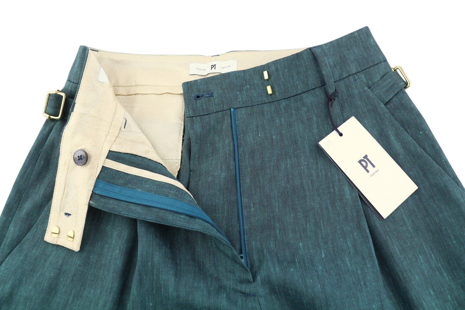 PT TORINO Isabel Women Trousers 40 W26 Fleece Wool Linen Flared Pleated RRP350