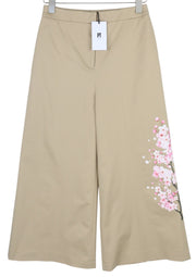 PT TORINO Mia Women's Trousers 42 W28 White Floral Flared High Waist Ankle