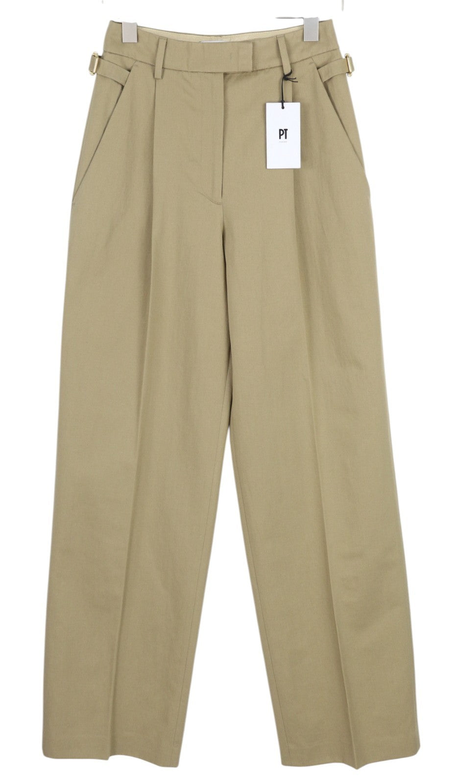 PT TORINO Isabel Women Trousers 40 W26 Beige Linen Blend Flared Pleated RRP350